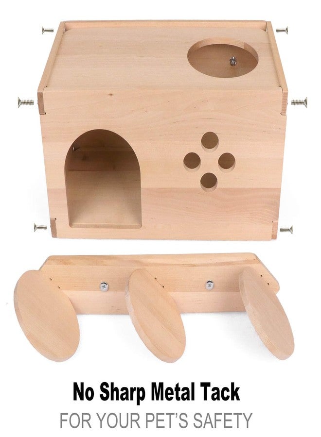 YKD Chinchilla Wooden House with Ladder - Small Animal Hideout for Squirrel or Sugar Gliders - Ventilated Wooden Chinchilla Hut Hideout with Multiple Doors - Image 4